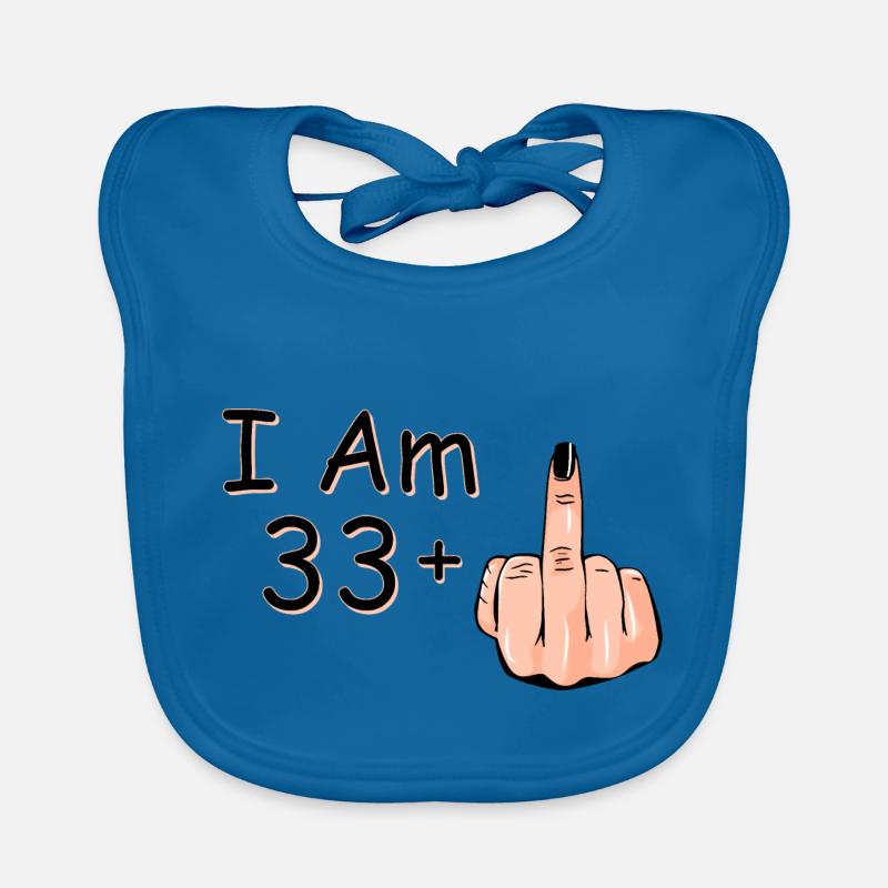 Ich bin 33 + 1 Mittelfinger Hemd Ich bin 33 plus, - Baby Bio-Lätzchen - Pfauenblau