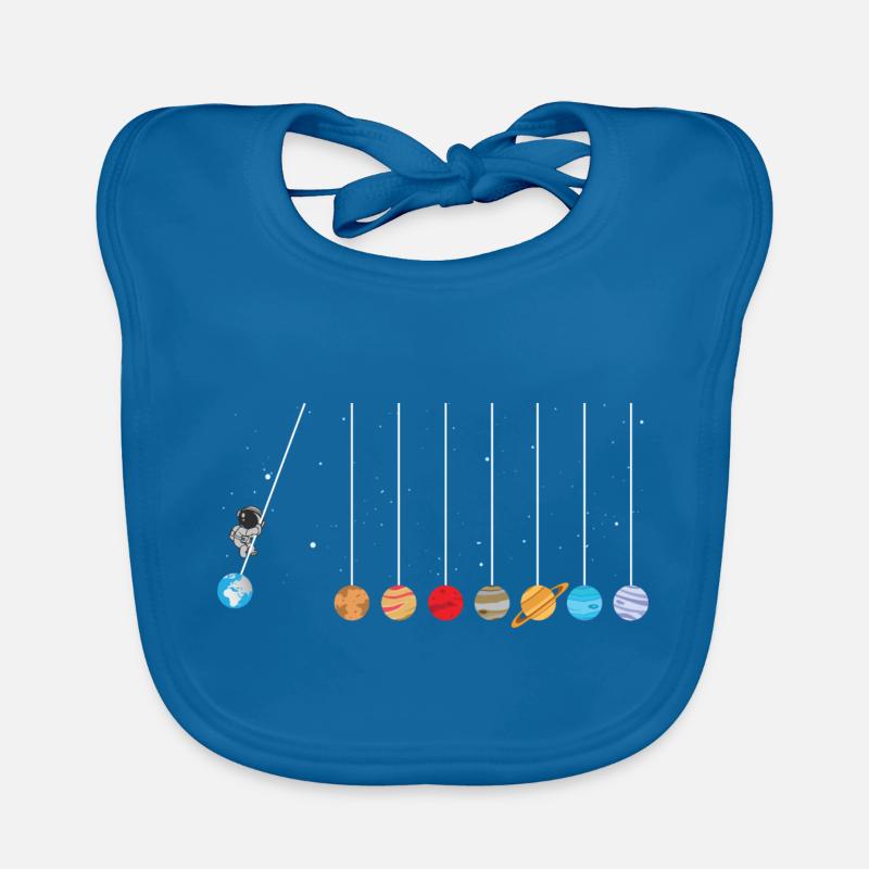 astronaute swing planètes système solaire science spatiale - Bavoir bio Bébé - bleu paon