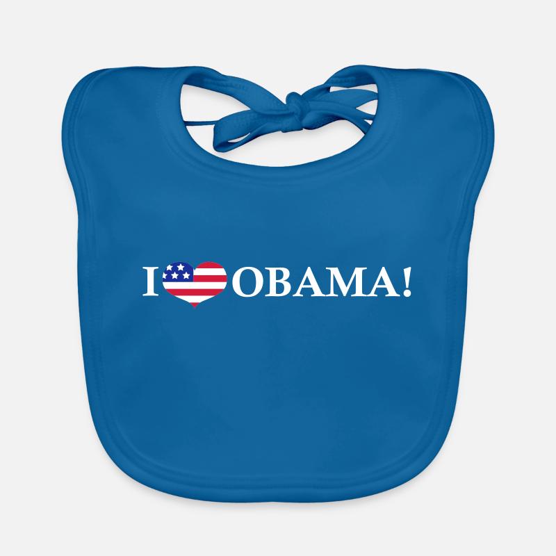 I <3 Obama - Bavoir bio Bébé - bleu paon