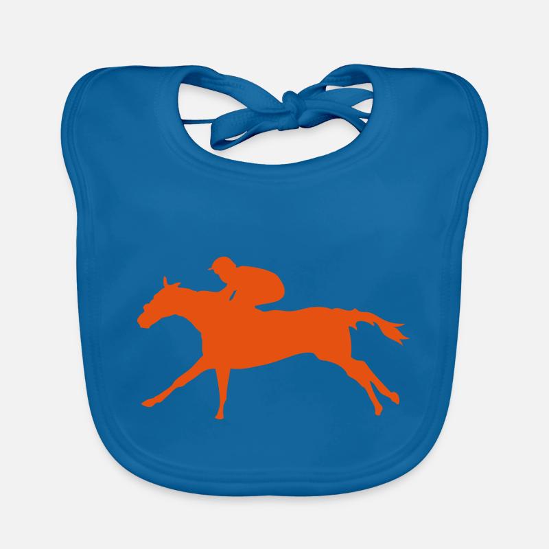 cheval course hippique - Bavoir bio Bébé - bleu paon