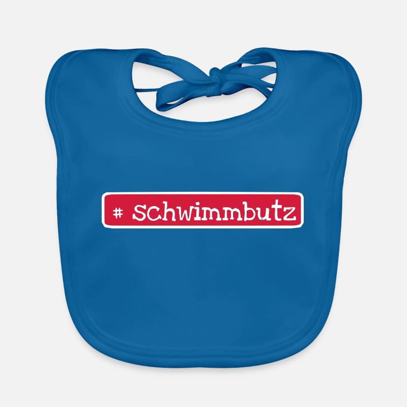 schwimmbutz badehose schwarzer humor - Baby Bio-Lätzchen - Pfauenblau