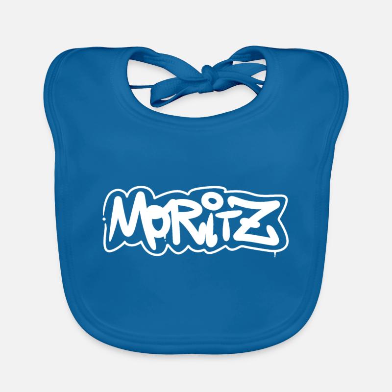 Moritz Prénom - Bavoir bio Bébé - bleu paon