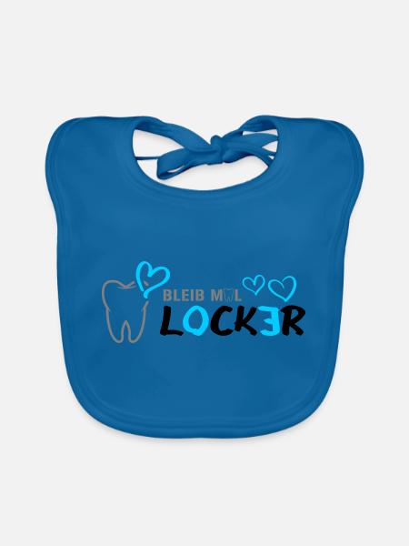 Bleib mal LOCKER - Zahn - Herz - Baby Bio-Lätzchen - Pfauenblau - Vorne