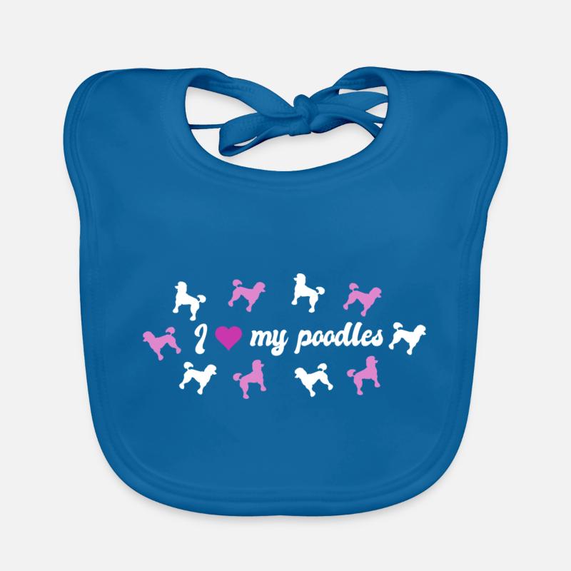 caniche - Bavoir bio Bébé - bleu paon