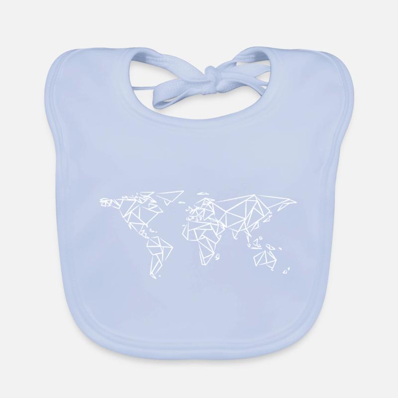 World Map Geometric - World Map Charcoal Drawing Organic Baby Bibs