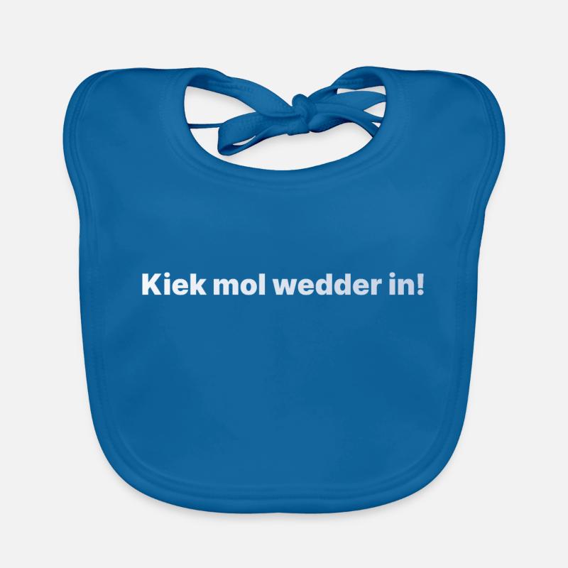 Kiek mol wedder in silber - Baby Bio-Lätzchen - Pfauenblau