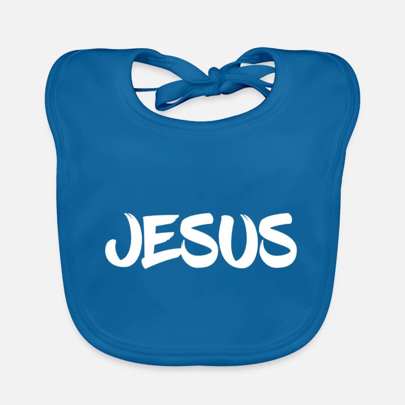 Jésus - Bavoir bio Bébé - bleu paon