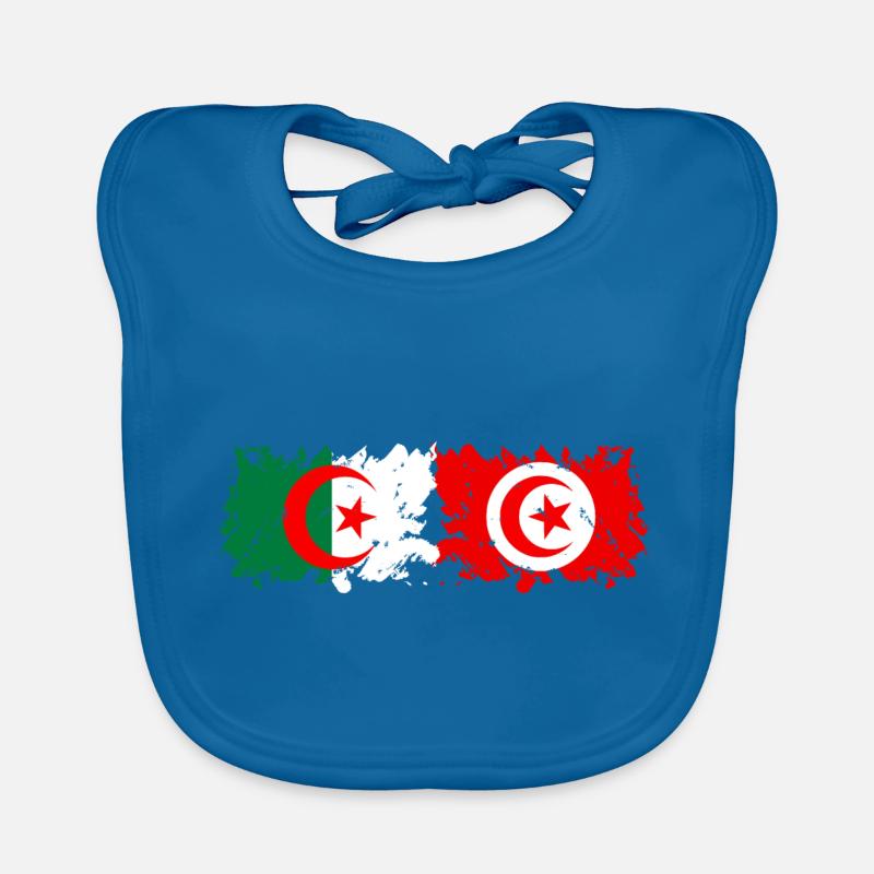 Algérie Tunisie - Bavoir bio Bébé - bleu paon
