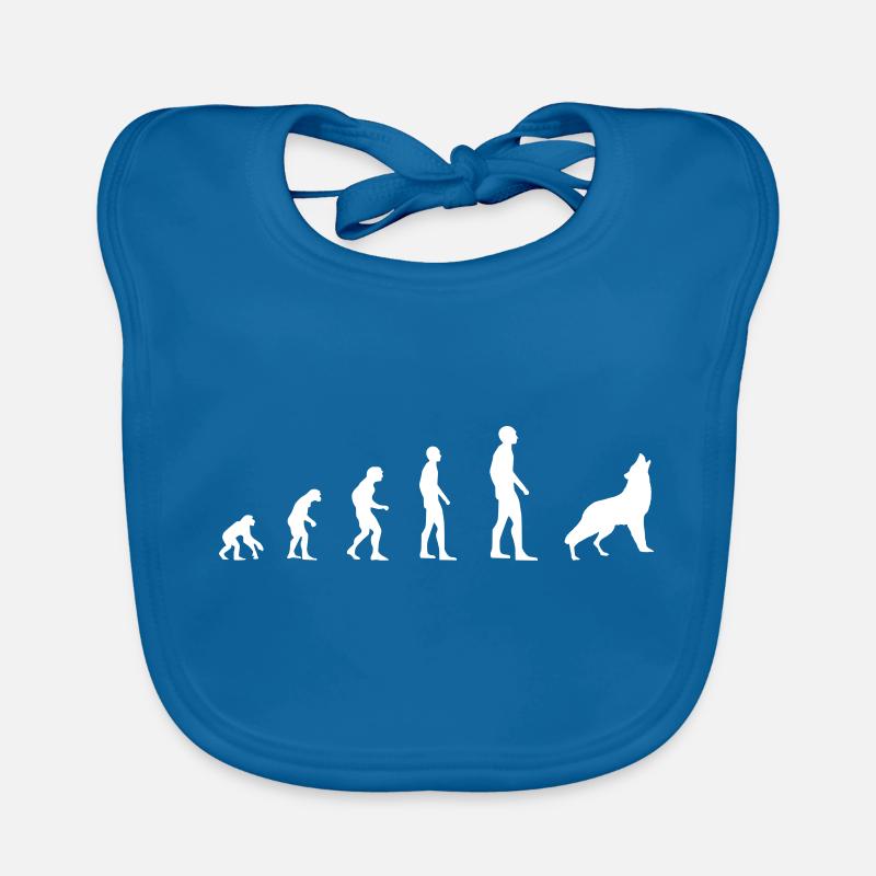 Loup - Evolution - Bavoir bio Bébé - bleu paon