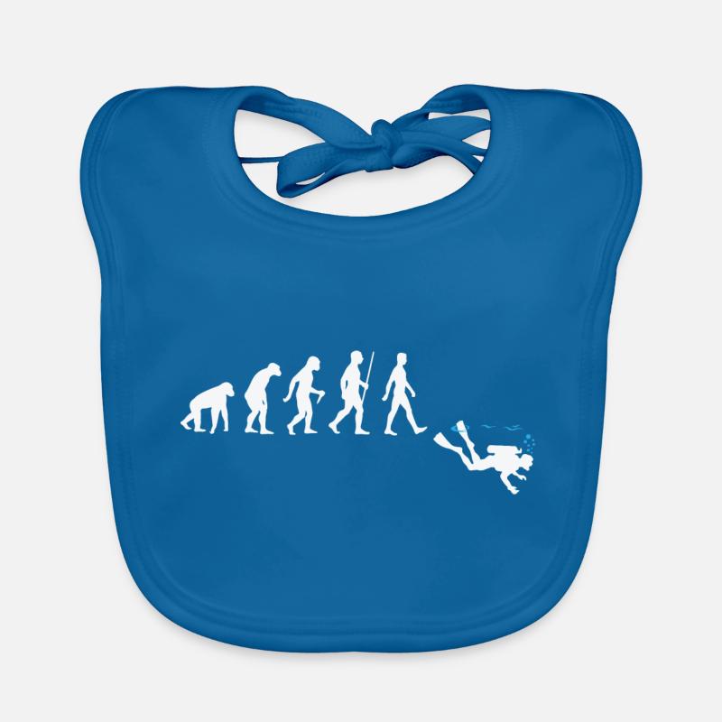 Evolution of Diving - Cadeau de plongée sous-marine amusant - Bavoir bio Bébé - bleu paon