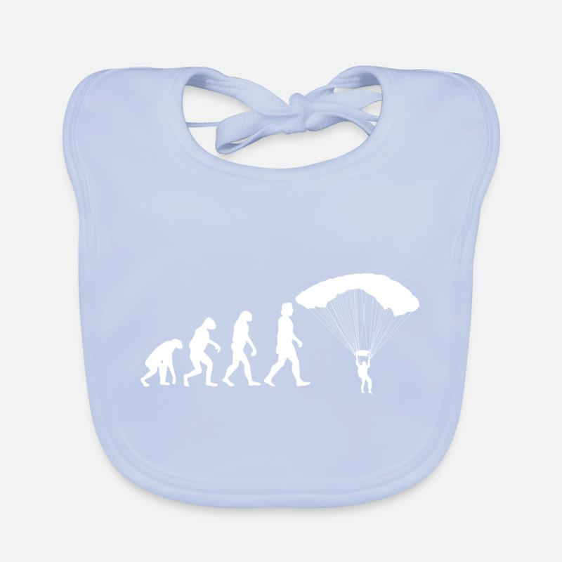 Human Evolution Parachuting Skydiving Baby Bio-Lätzchen
