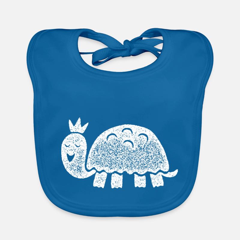 Laughing turtle with crown Organic Baby Bibs