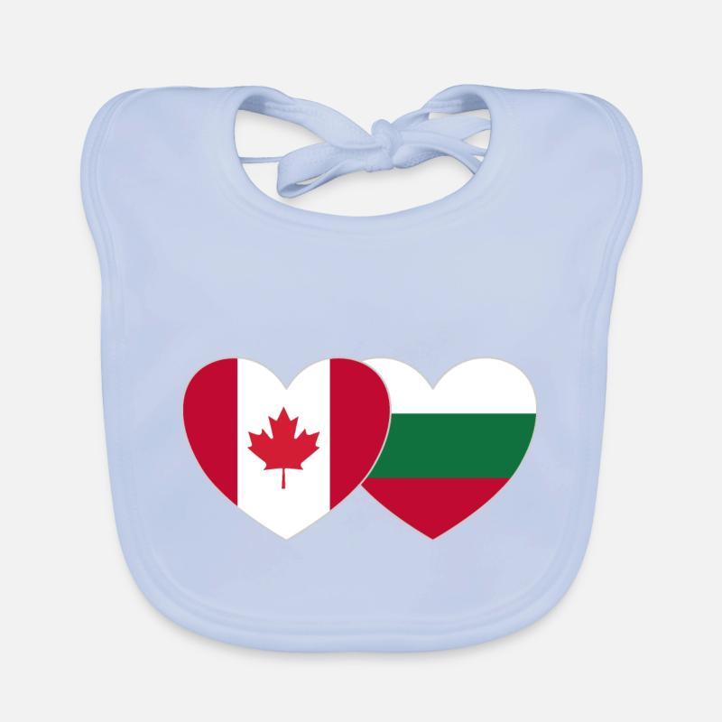 Canada Bulgaria Flag Heart Organic Baby Bibs