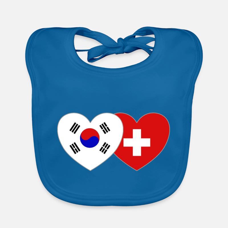 Corée du Sud Suisse Drapeau Coeur Bavoir bio Bébé