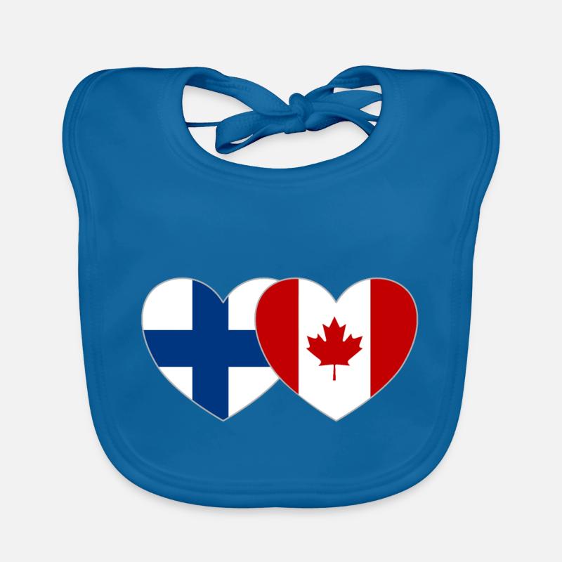 Finlande Canada Drapeau Coeur Bavoir bio Bébé