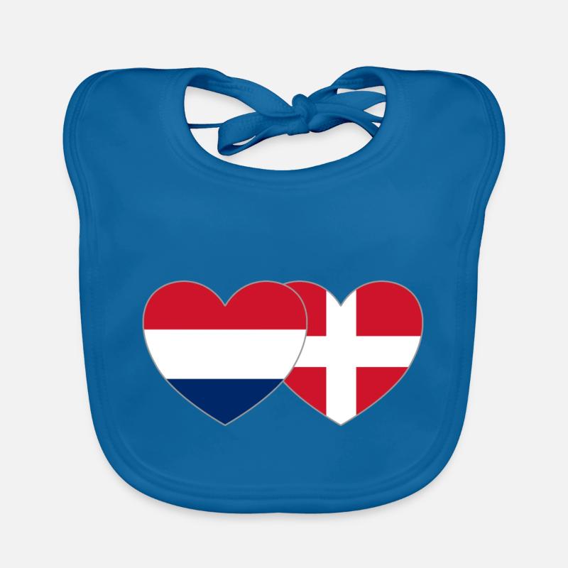 Pays-Bas Danemark Flag Heart Bavoir bio Bébé