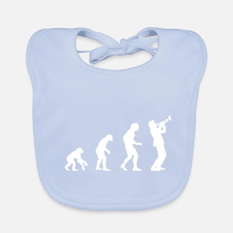 Evolution from the monkey to the trumpet player Organic Baby Bibs