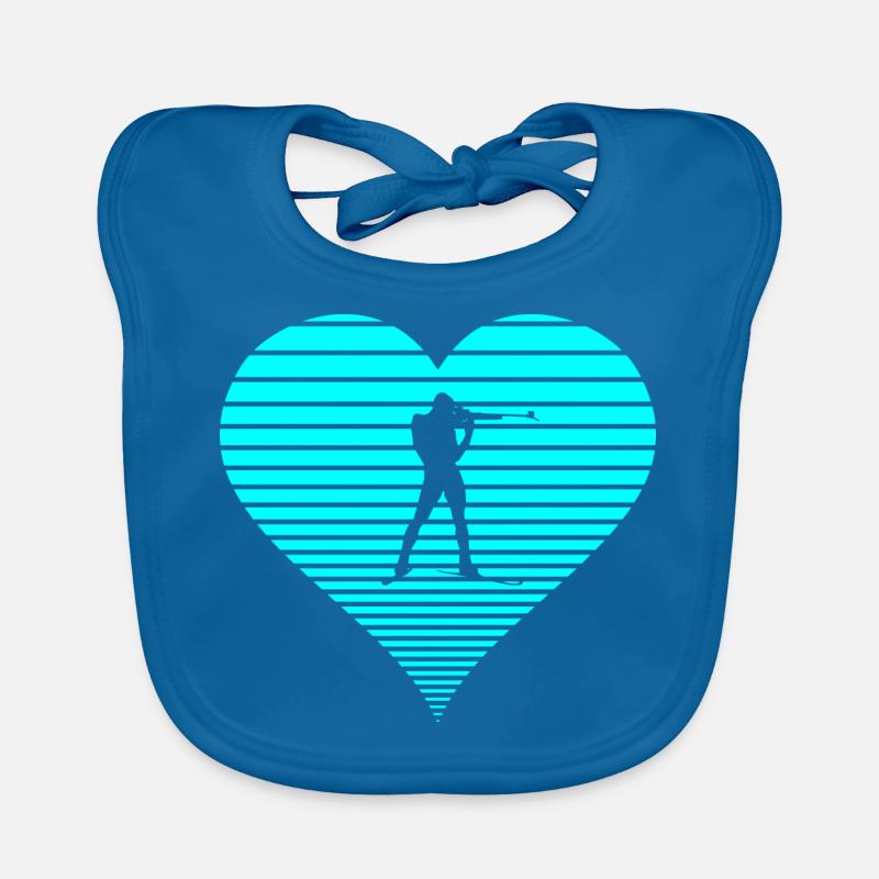 biathlon - Bavoir bio Bébé - bleu paon
