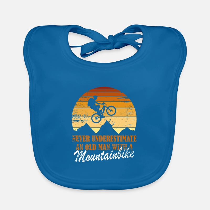 Never underestimate an old man with a mountainbike - Bavoir bio Bébé - bleu paon