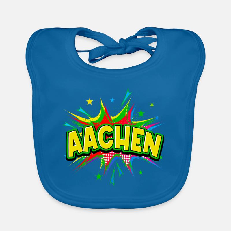 Aachen Germany City Pop Art Comic Art Organic Baby Bibs