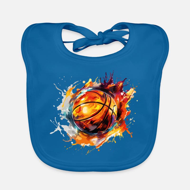 Ballon de basket-ball Splash feu Multi couleurs couleurs Art - Bavoir bio Bébé - bleu paon