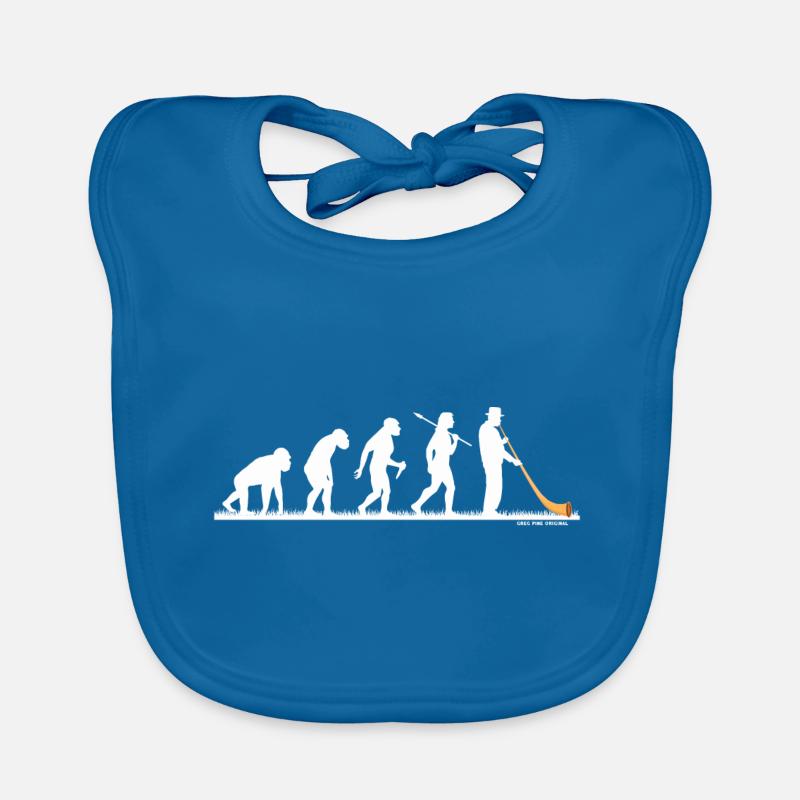 Evo Alphorn Alphornbläser Evolution Albhorn - Baby Bio-Lätzchen - Pfauenblau