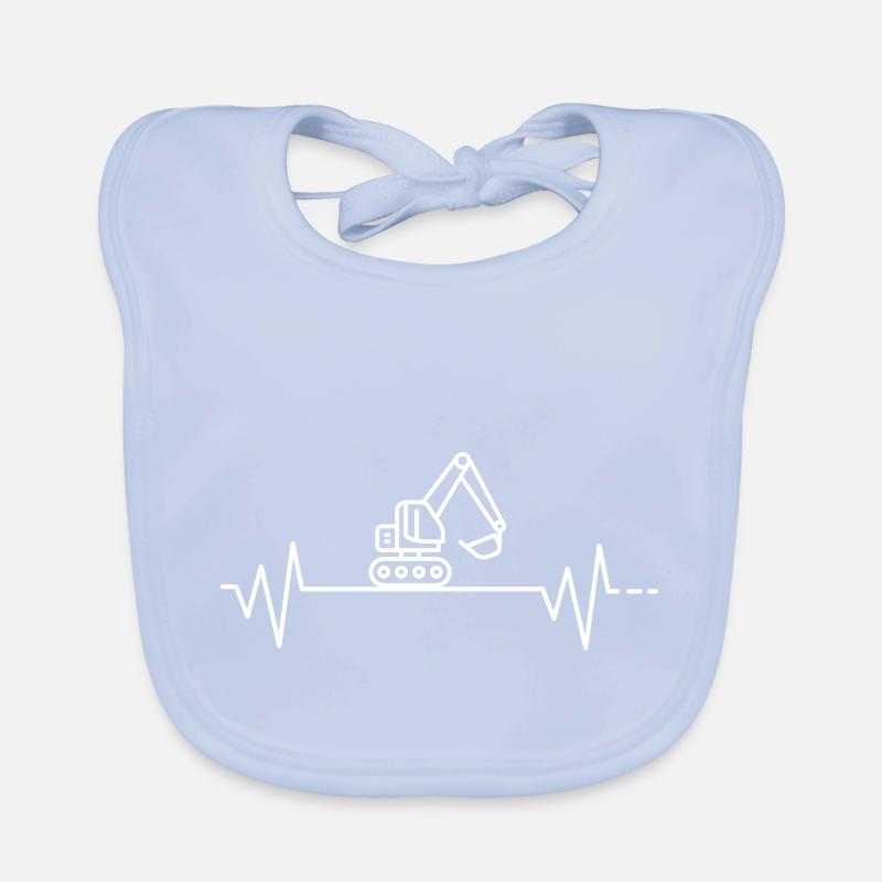 Heartbeat excavator excavator driver construction workers dredging Organic Baby Bibs