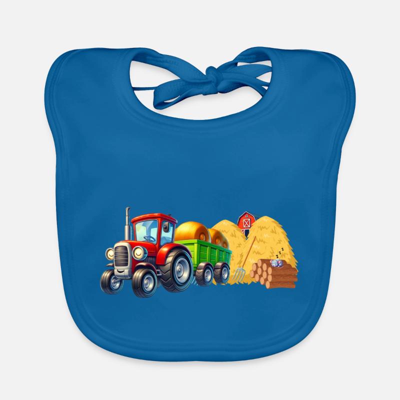 Traktor Heuernte - Kleine Pause - Baby Bio-Lätzchen - Pfauenblau