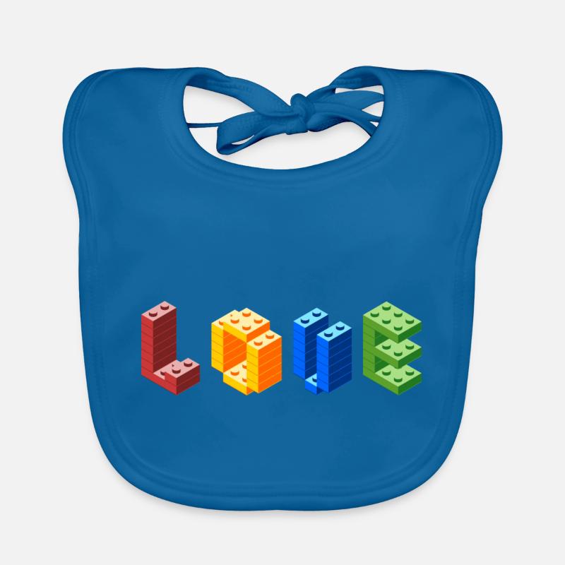 Blocs de construction Amour - Bavoir bio Bébé - bleu paon