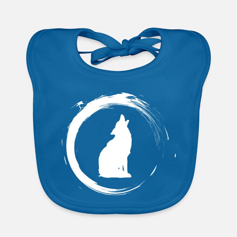 loup - Bavoir bio Bébé - bleu paon