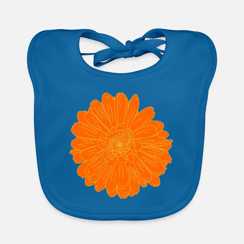 Fleur Orange Classique Bavoir bio Bébé