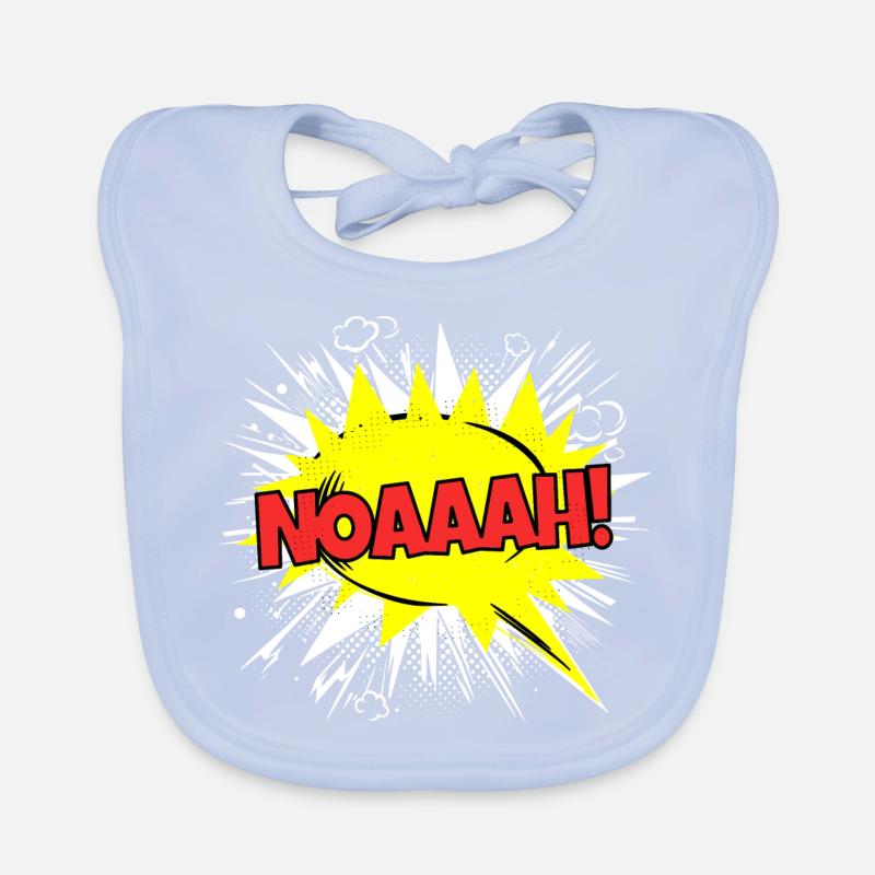 Noah Name Funny Speech Bubble Noaaah! Organic Baby Bibs