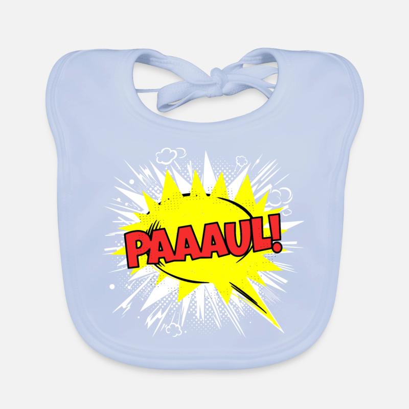 Paul Name Funny Speech Bubble Paaaul! Organic Baby Bibs