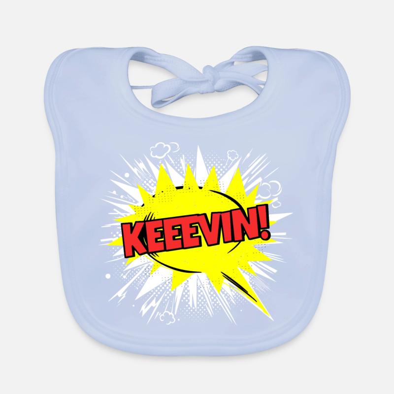 Kevin Name Funny Speech Bubble Keeevin! Organic Baby Bibs