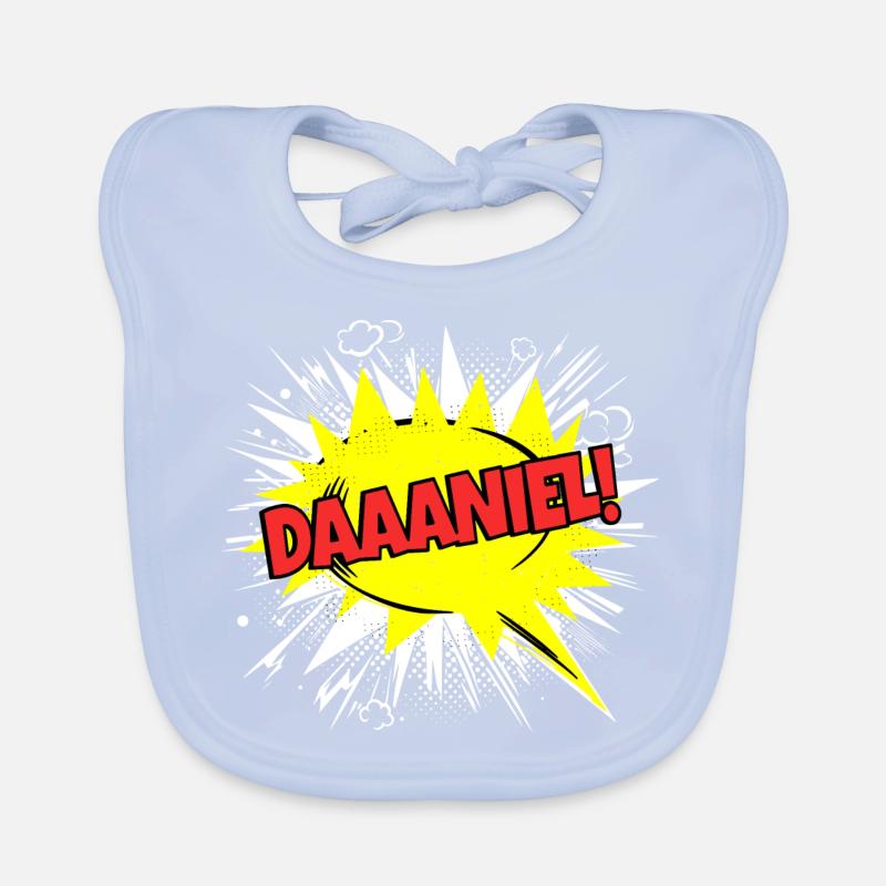 Danie's Name Funny Speech Bubble Daaaniel! Organic Baby Bibs