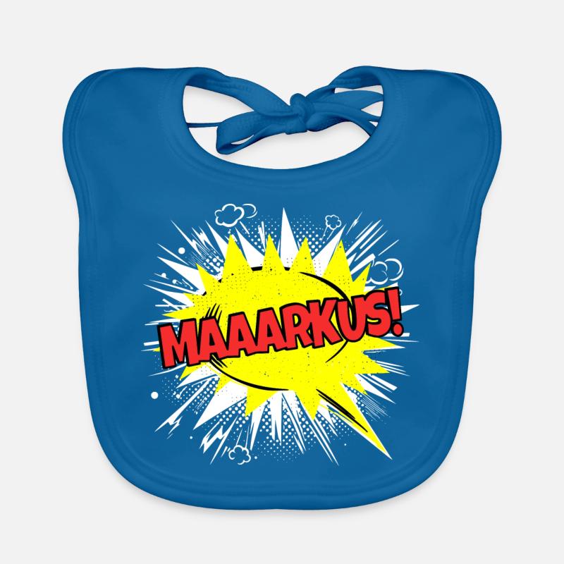 Markus Name Funny Speech Bubble Maaarkus! Organic Baby Bibs