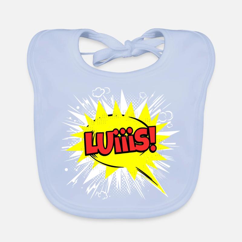 Luis Name Funny Speech Bubble Luiiis! Organic Baby Bibs