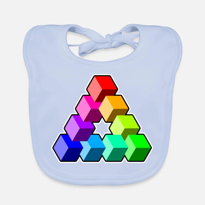 Triangle Colored Cubes Organic Baby Bibs