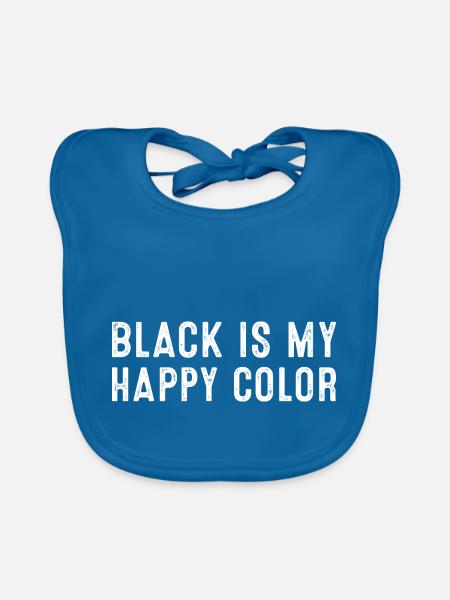 Le noir est ma couleur heureuse - Bavoir bio Bébé - bleu paon - Devant
