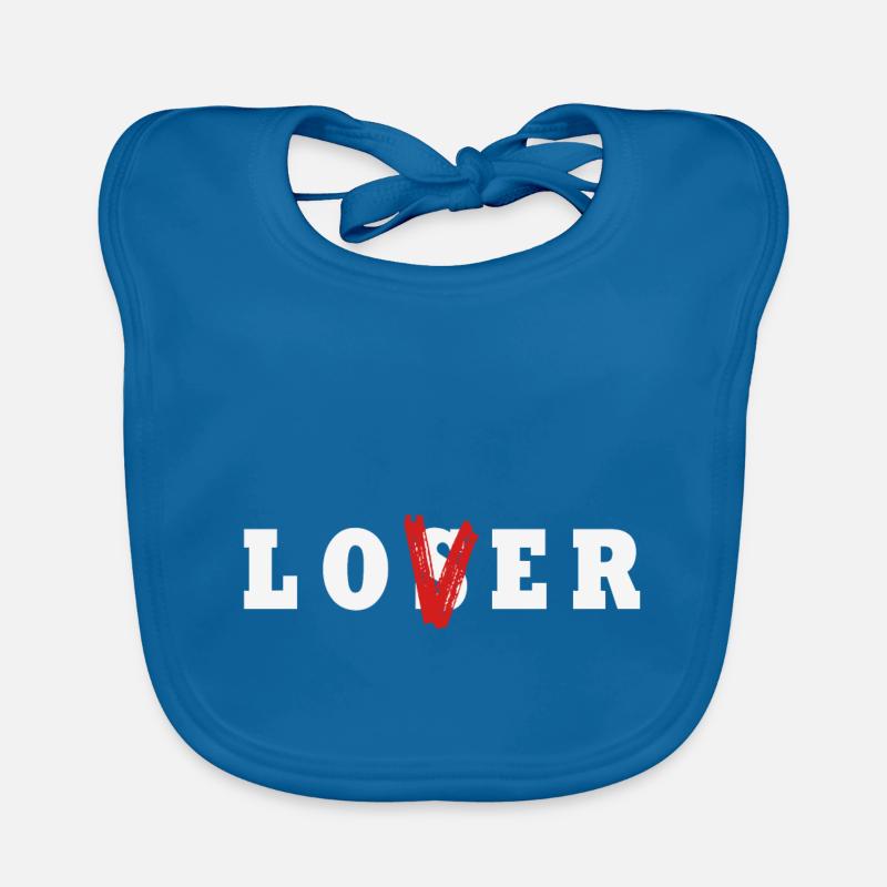 LOSER // LOVER - Bavoir bio Bébé - bleu paon