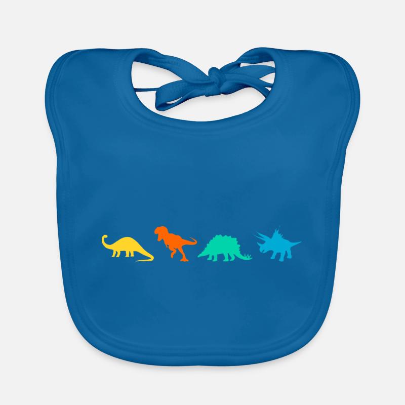 dinosaure - Bavoir bio Bébé - bleu paon