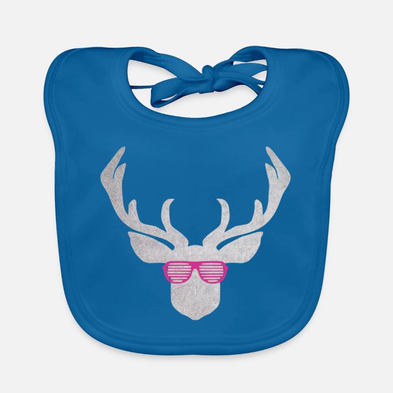 Hirsch mit pinker Brille in silber Farbener Textur Baby Bio-Lätzchen