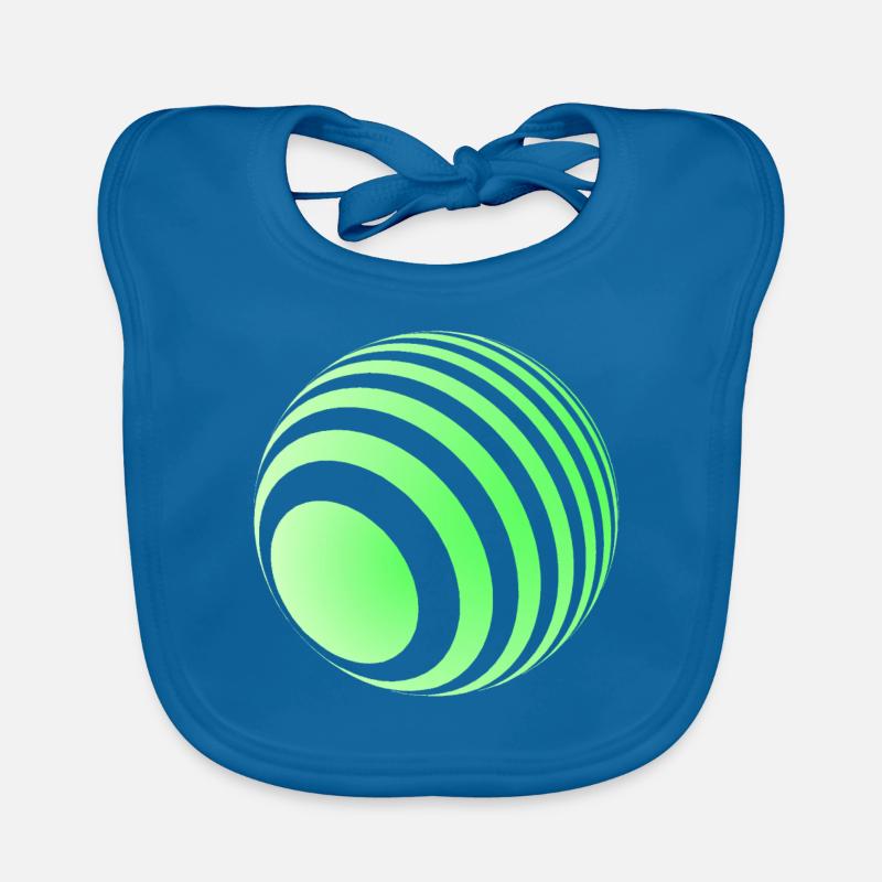 3D ball with green stripes Organic Baby Bibs