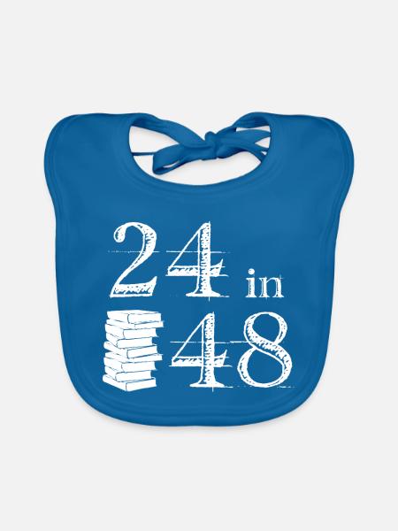 24 In 48 Funny Book Lovers - Organic Baby Bibs - peacock-blue - Front