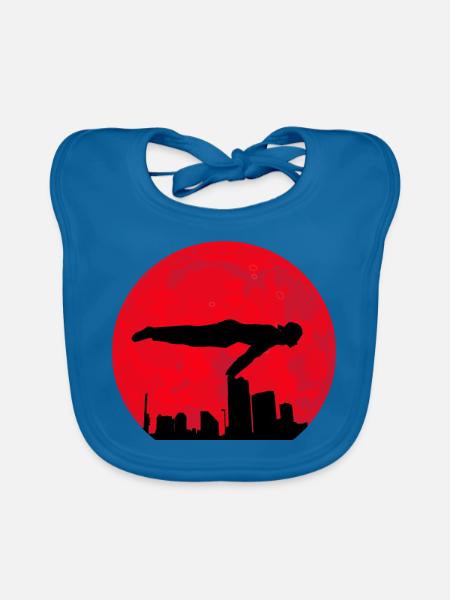 Red Moon Calisthenics - Organic Baby Bibs - peacock-blue - Front