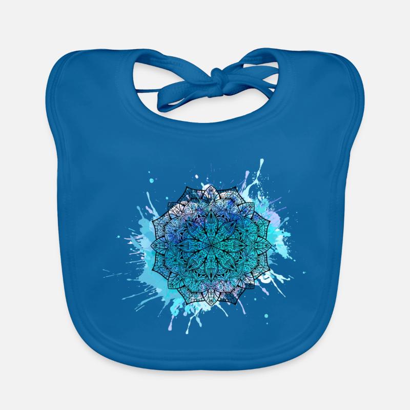 Mandala - Baby Bio-Lätzchen - Pfauenblau