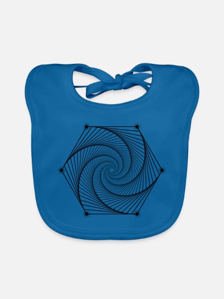Sacred Geometry - Organic Baby Bibs - peacock-blue - Front
