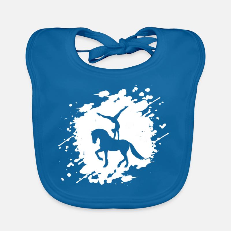 Vaulting T-shirt | Splash Volti à cheval - Bavoir bio Bébé - bleu paon
