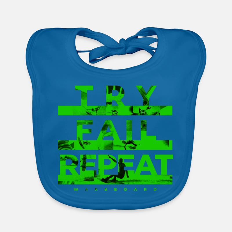 Try, Fail, Repeat. Wakeboard Wakeskate Water Skiing Organic Baby Bibs