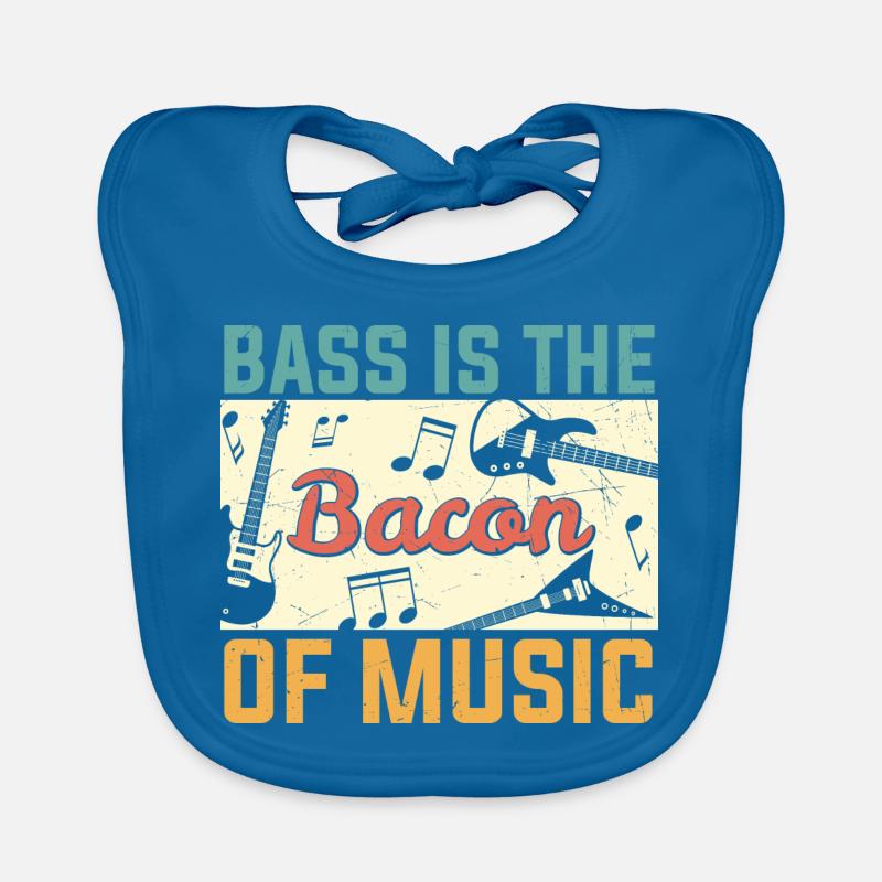 La basse est le bacon de Music Guitar Player - Bavoir bio Bébé - bleu paon